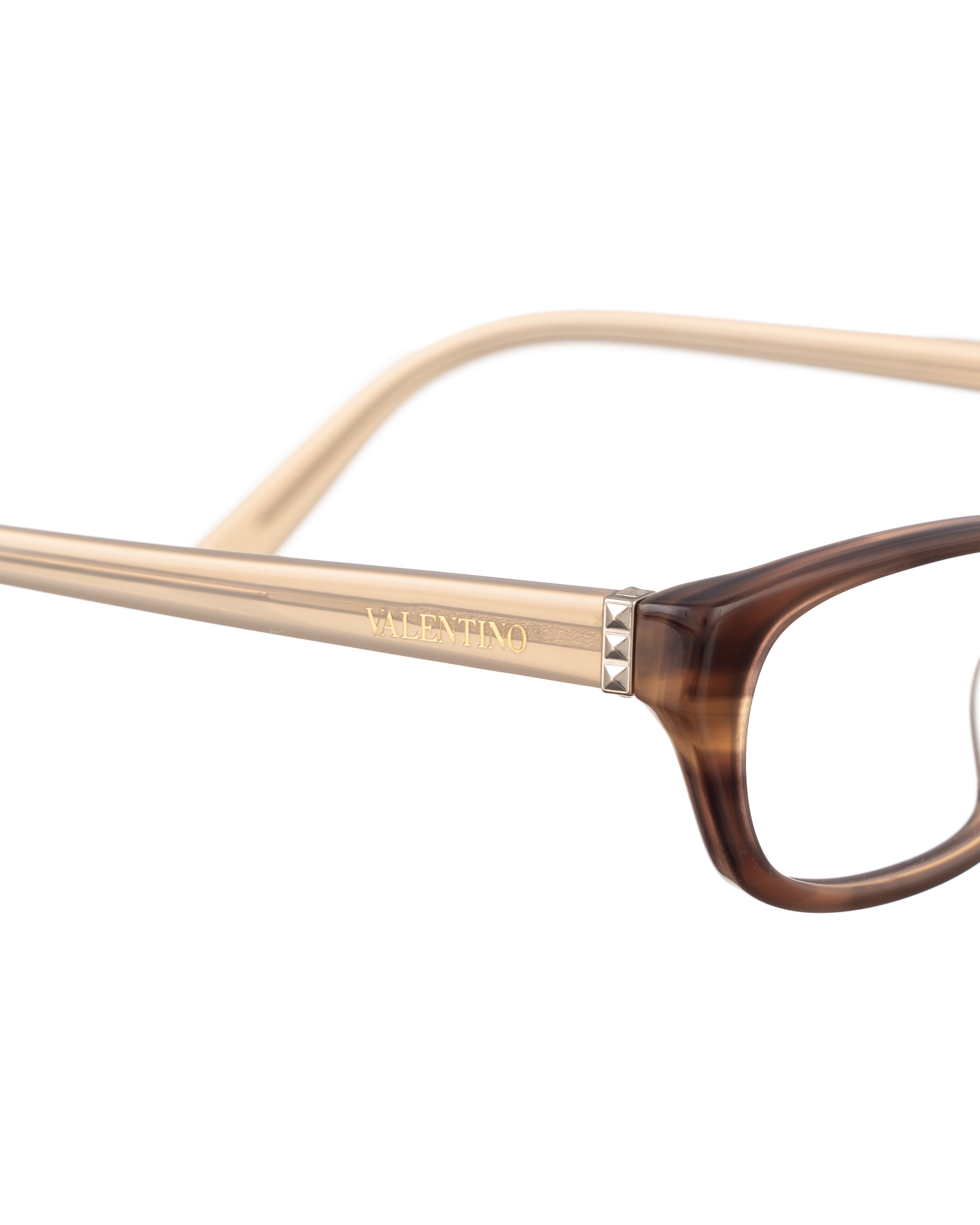 Valentino Valentino 00s Brown & Cream Plastic Glasses Size ONE SIZE - 3 Thumbnail