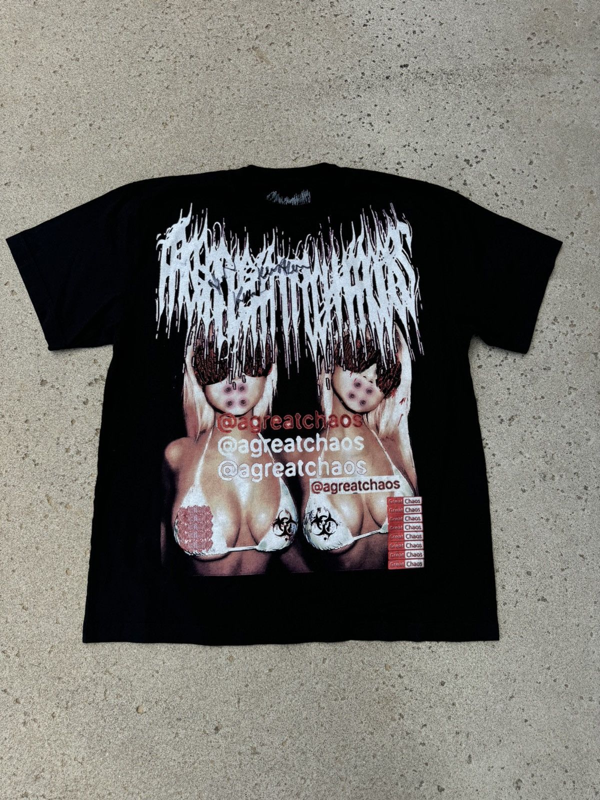 Ken Carson × Playboi Carti Ken Carson A Great Chaos Signed Tour Tee Size US XL / EU 56 / 4 - 1 Thumbnail