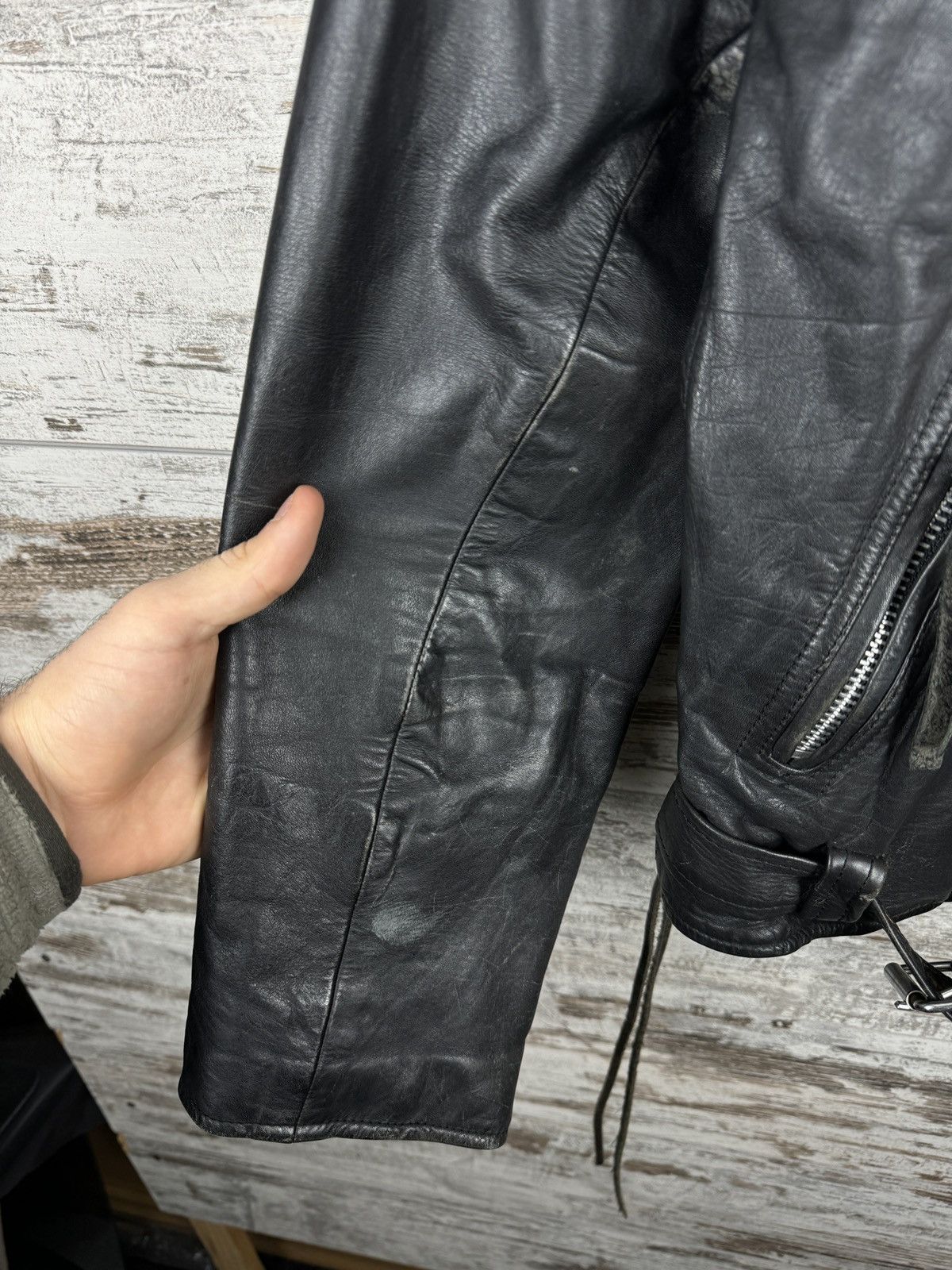 Leather Mens Vintage Leather jacket bombers biker 90s rare y2k Size US S / EU 44-46 / 1 - 7 Thumbnail