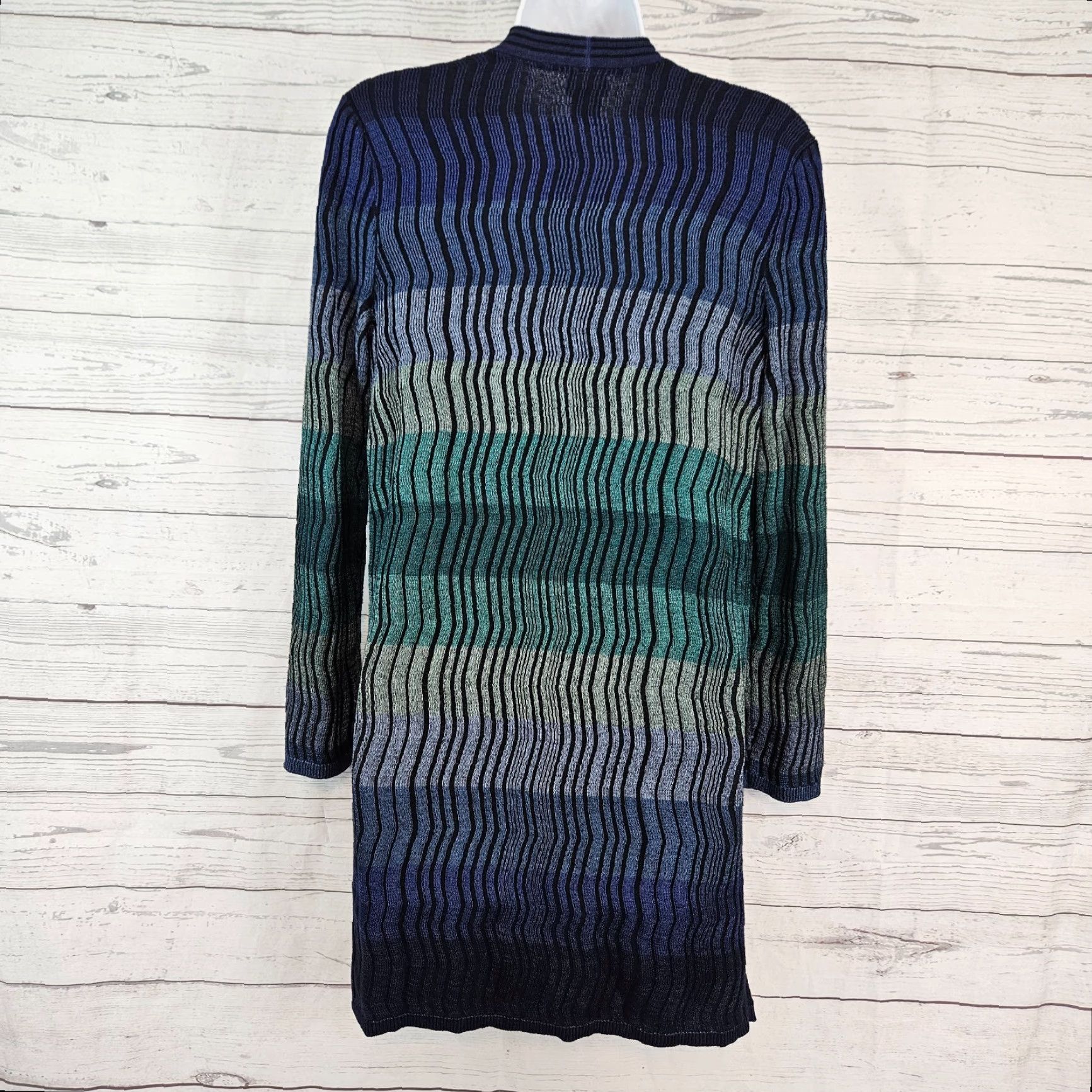 Vintage Chico's Womens Cardigan Small Blue Black Stripe Long Sleeve Cotton Blend Knit Sweater Cardigan Womens XS? Size S / US 4 / IT 40 - 3 Thumbnail