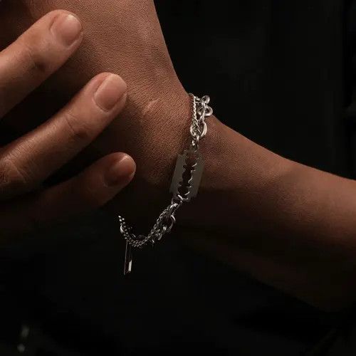 Jewelry Silver Razor Blade Chain Bracelet, Men's Chunky Jewelry Size ONE SIZE - 3 Thumbnail
