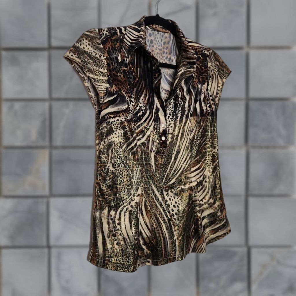 Vintage VINTAGE Animal Print Glitter Sparkle Going Out Summer Shirt Zebra Cheetah Size S / US 4 / IT 40 - 1 Thumbnail