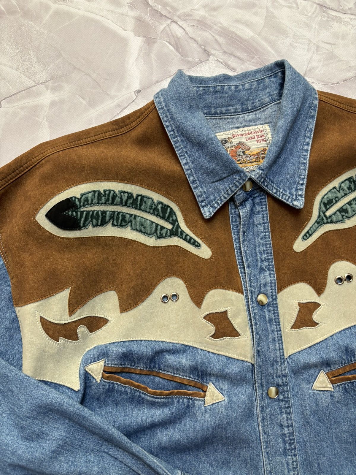 Cowboy Equipment VTG River Gold Western Denim Shirt Cowboy Pearl Snap Mens XL Size US XL / EU 56 / 4 - 5 Thumbnail
