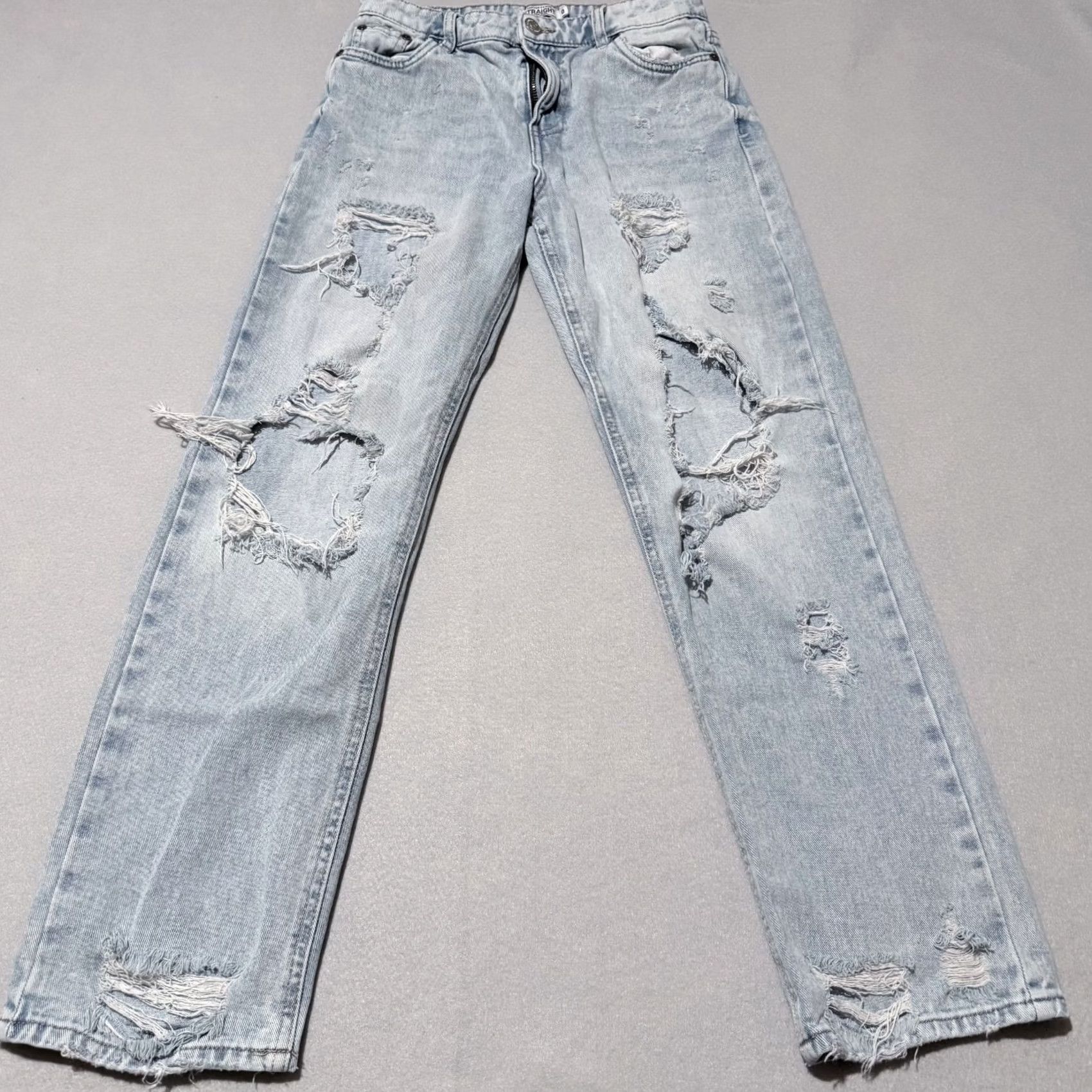 Vintage Refuge Jeans Women's Ligh Wash Distressed High Rise Straight Denim 0 Blue 5-Pocket Regular Jeans Menstrual none Size 25" / US 0 / IT 36 - 2 Thumbnail