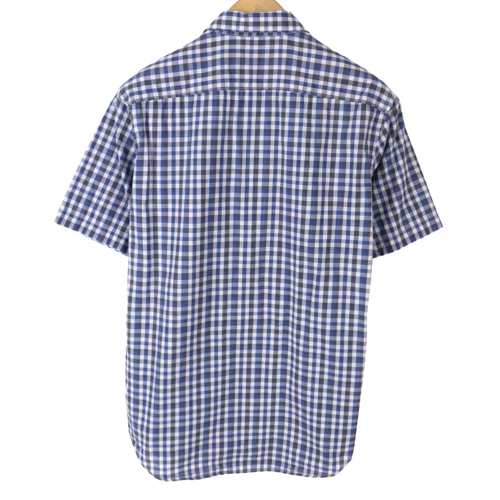 Z Zegna Z ZEGNA Shirt M Blue Plaid Button Front Spread Short Sleeve Men's Size US M / EU 48-50 / 2 - 4 Thumbnail