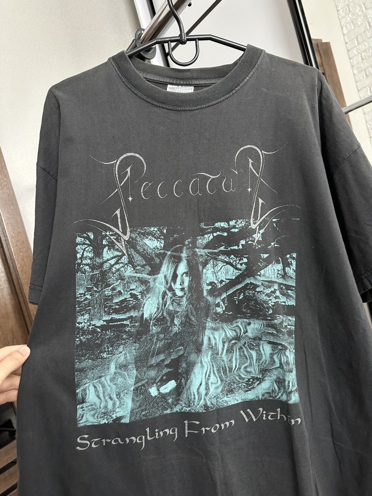 Band Tees 1998 Peccatum Strangling From Within Vintage Band T-Shirt Size US XL / EU 56 / 4 - 5 Thumbnail