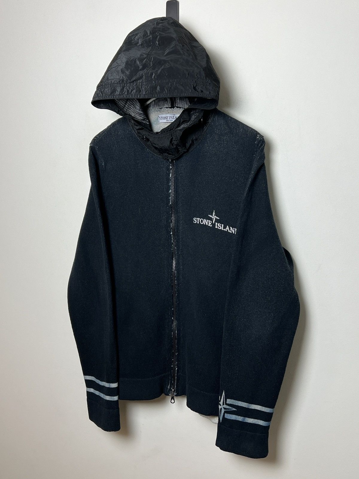 Stone Island stone island y2k navy cotton hoodie shimmer nylon hood Size US M / EU 48-50 / 2 - 3 Thumbnail