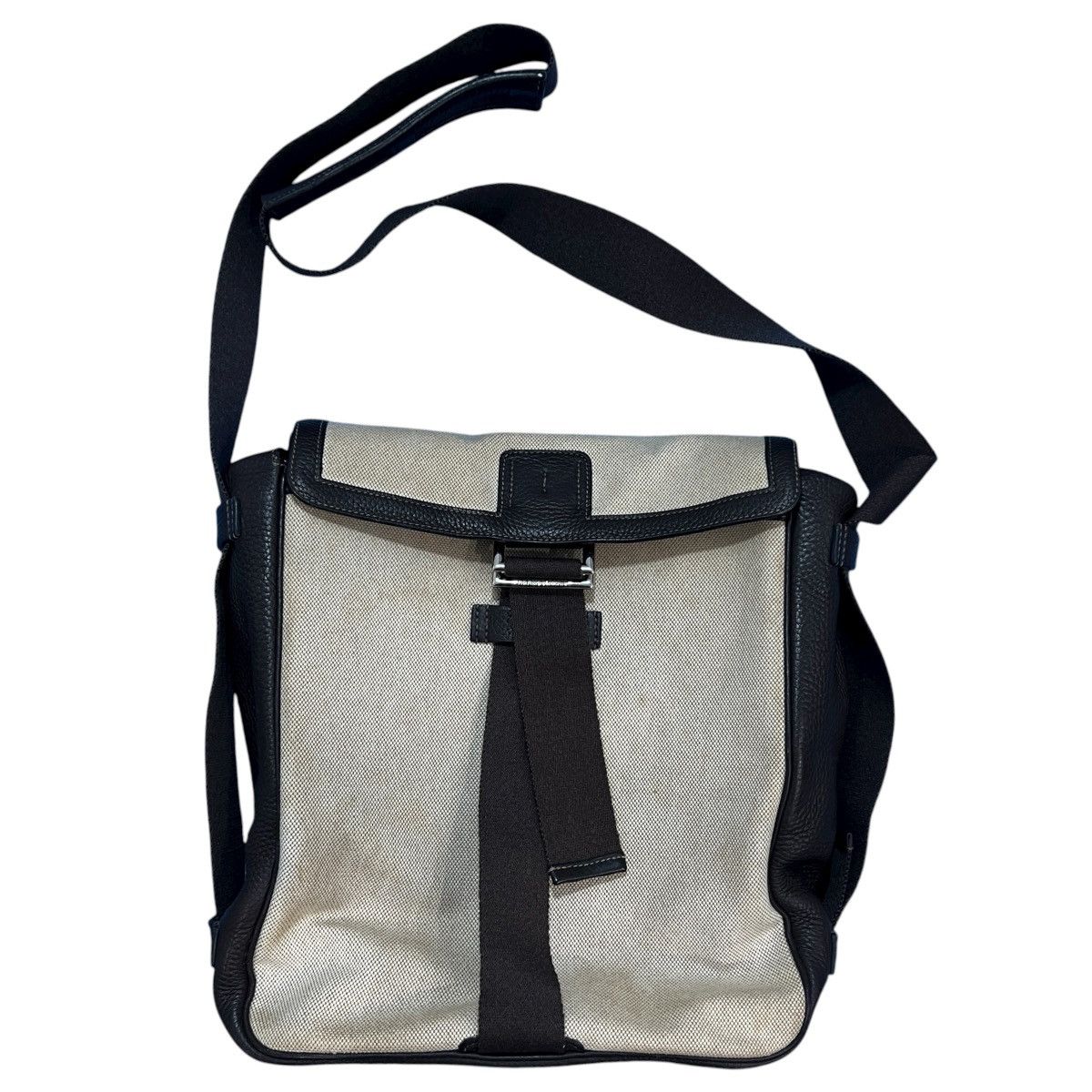 HERMÈS Tibet Vertical Shoulder Bag Toile H Beige × Brown