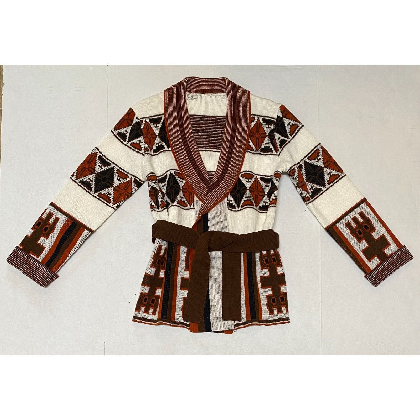 The Unbranded Brand Cardigan Sweater Southwestern Pattern Women's Size M Belted Size M / US 6-8 / IT 42-44 - 1 Thumbnail