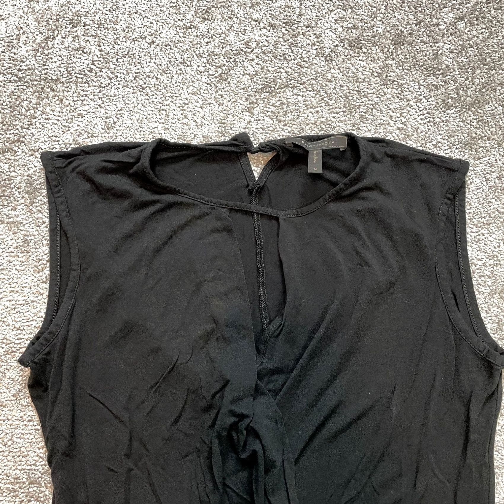 Bcbgmaxazria BCBGMAXAZRIA Womens Tank Top Medium Black Rayon Sleeveless Round Neck Loose Fit Casual/Party Size M / US 6-8 / IT 42-44 - 2 Thumbnail