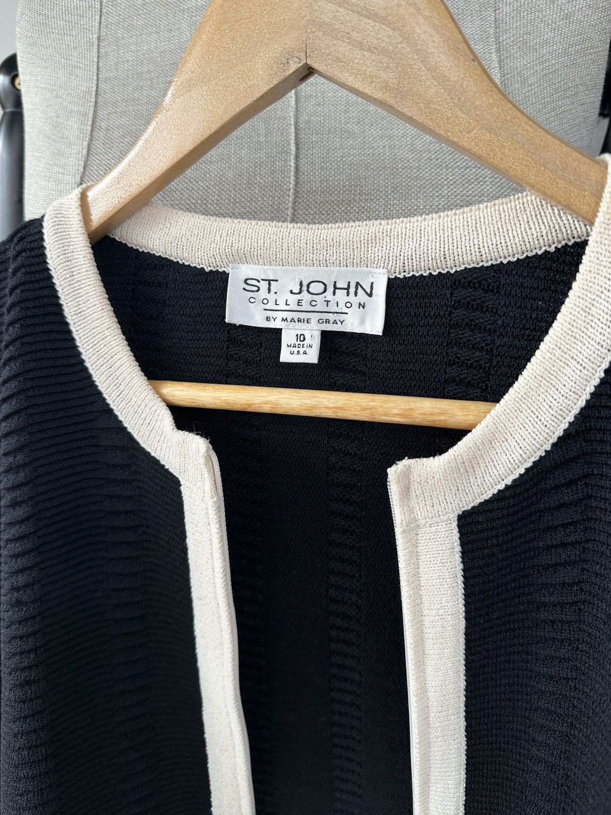 St. John ST.JOHN Collection Knit Zip Blazer Jacket Navy 3/4 Sleeve Size L / US 10 / IT 46 - 8 Thumbnail