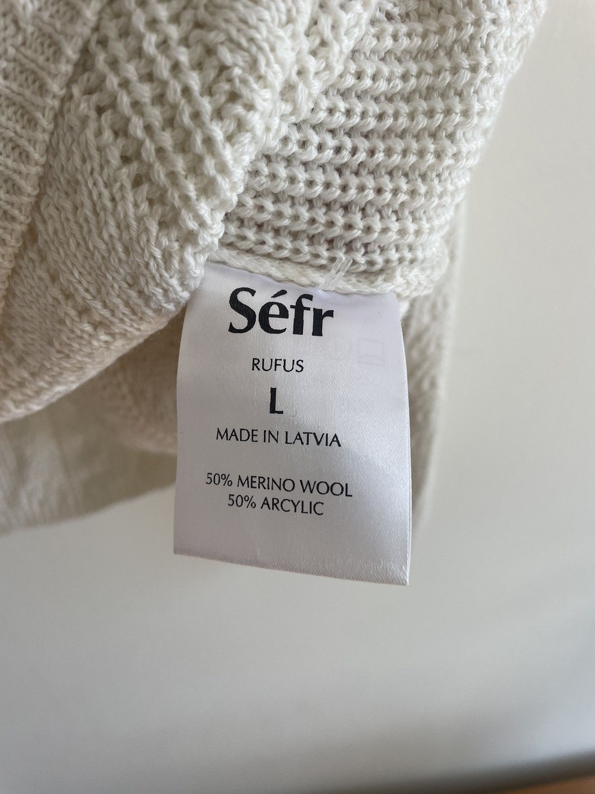 Sefr Sefr Cable Knit Sweater Mockneck White Wool Blend Size US L / EU 52-54 / 3 - 5 Thumbnail