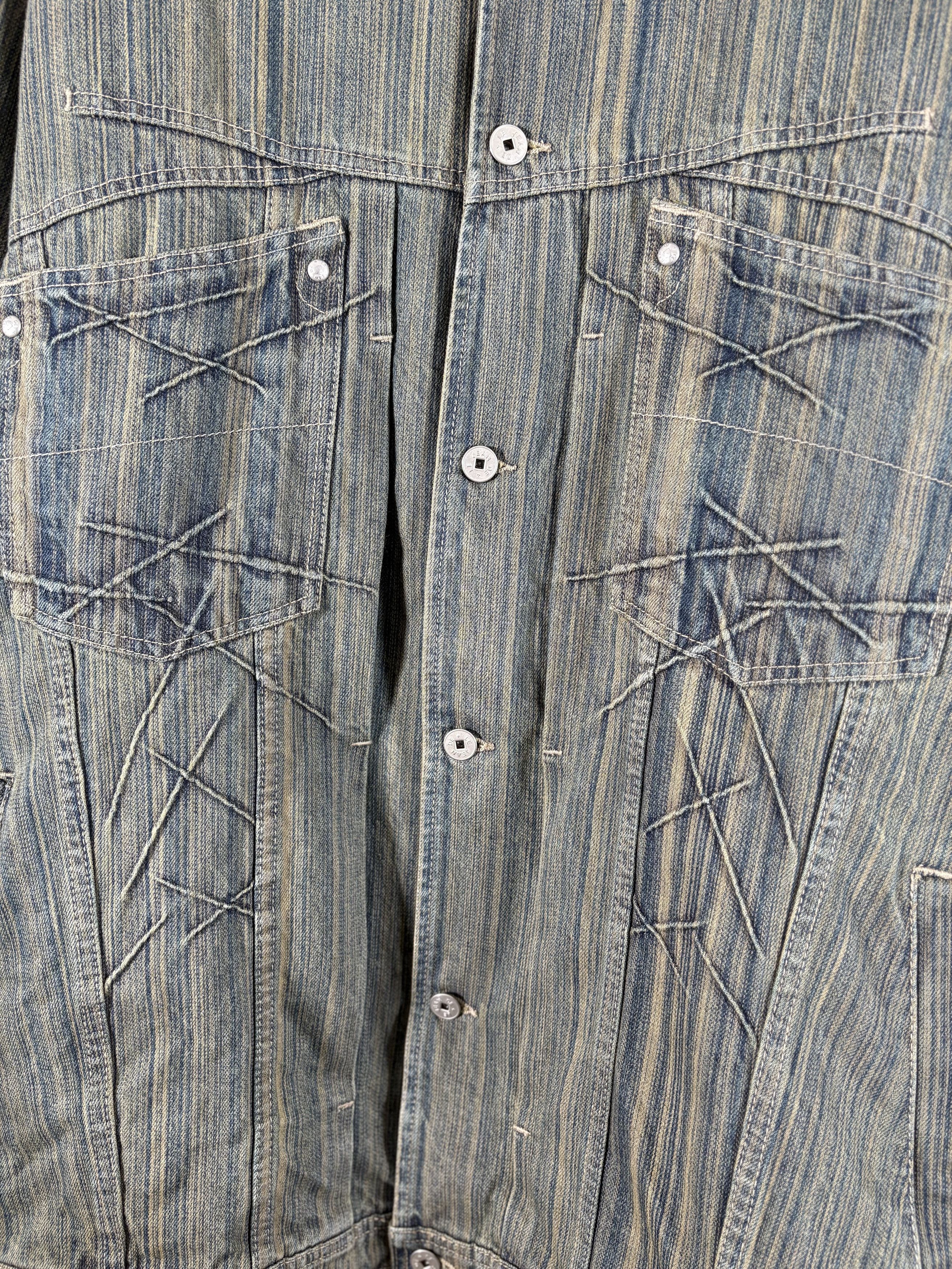 Marithe + Francois Girbaud Marithe + Francois Girbaud Striped Denim Jacket Size US XXL / EU 58 / 5 - 5 Thumbnail