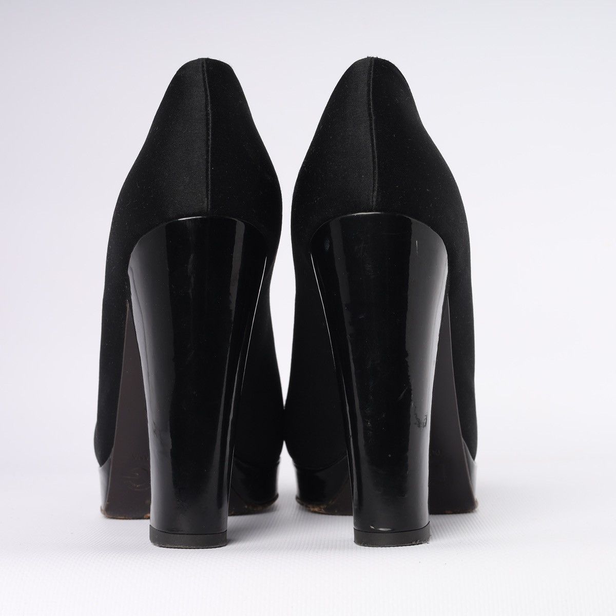 Dolce & Gabbana Dolce Gabbana Black Silk Patent Heel Platform Pumps Shoes Size US 6.5 / IT 36.5 - 11 Thumbnail