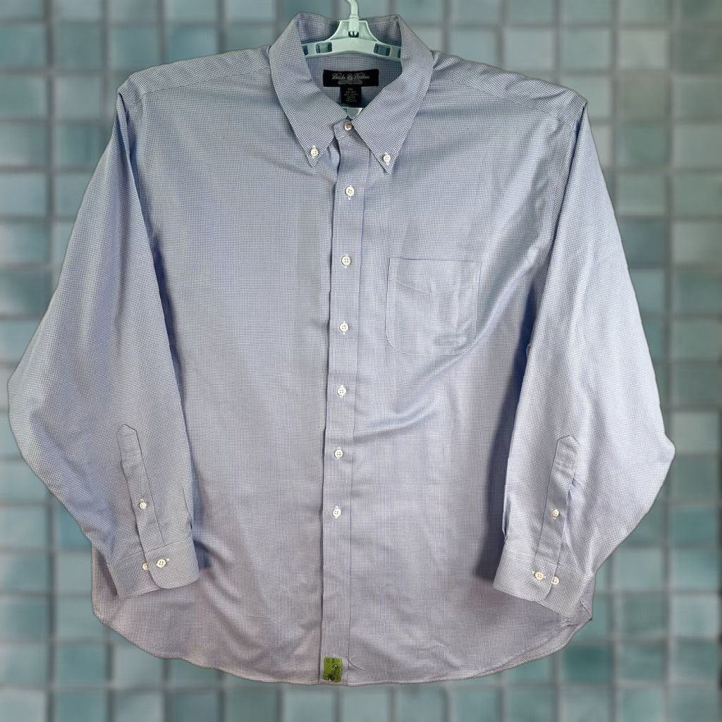 Brooks Brothers Brooks Brothers Country Club Houndstooth Button-Up Shirt Mens 2XL Blue Classic Regular Fit Size US XXL / EU 58 / 5 - 1 Thumbnail