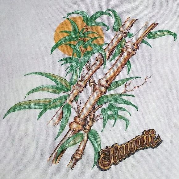 Hanes Vintage Hawaii Bamboo Reverse Dye T-Shirt Women French Cut Size L / US 10 / IT 46 - 1 Thumbnail