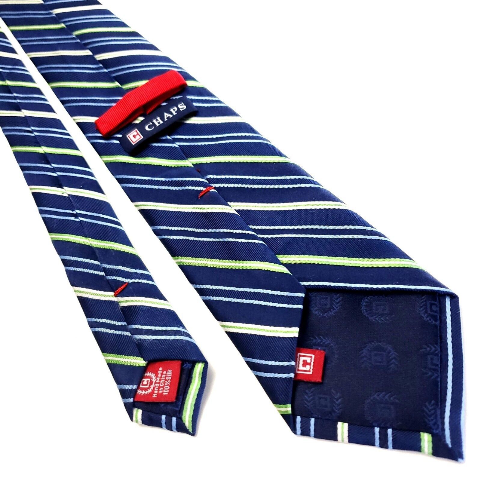 Chaps Chaps Blue Green Silk Tie Woven Striped Size ONE SIZE - 3 Thumbnail