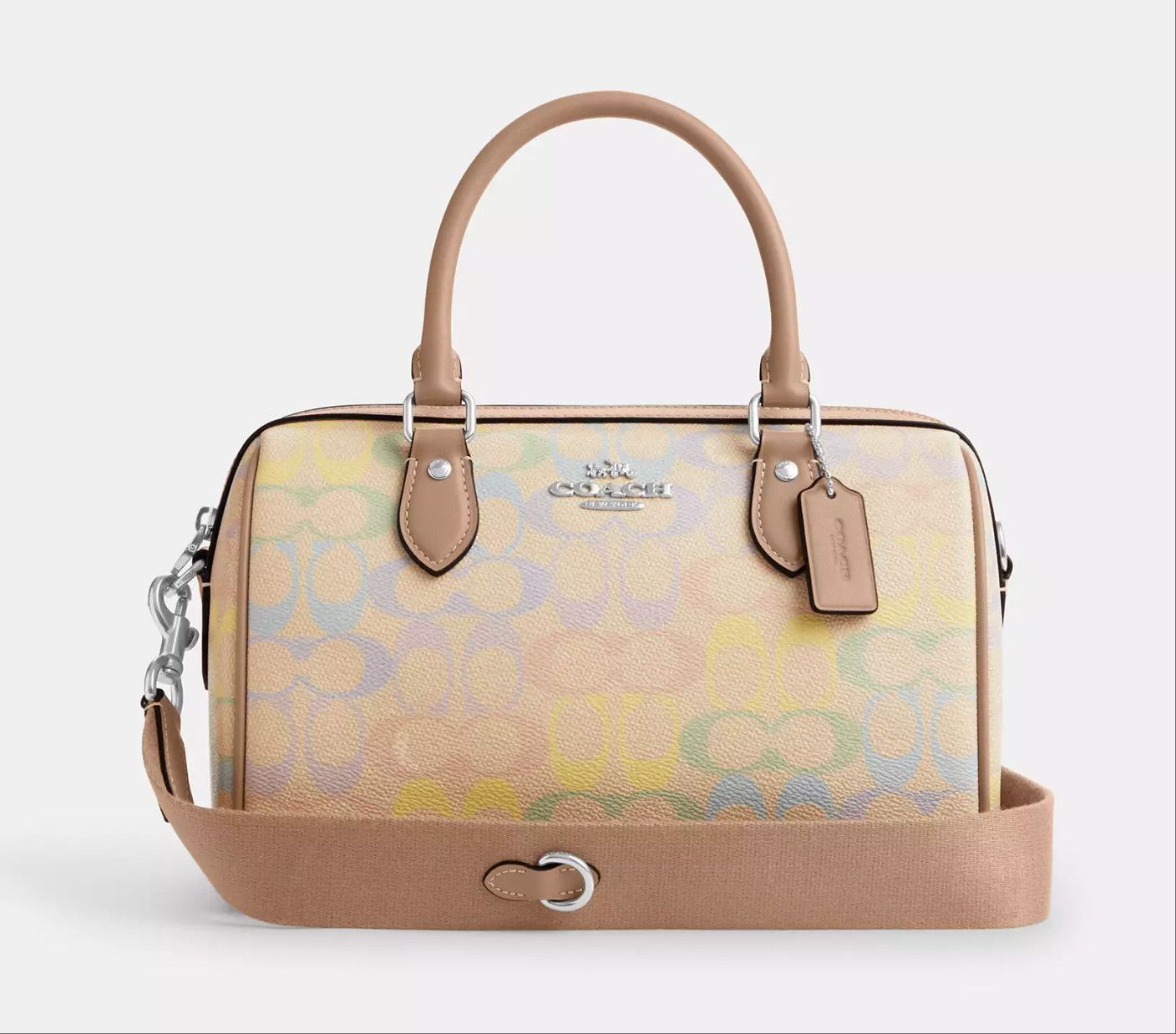 Coach Rowan Satchel Bag In Rainbow Signature Canvas CDA90 Size ONE SIZE - 8 Thumbnail