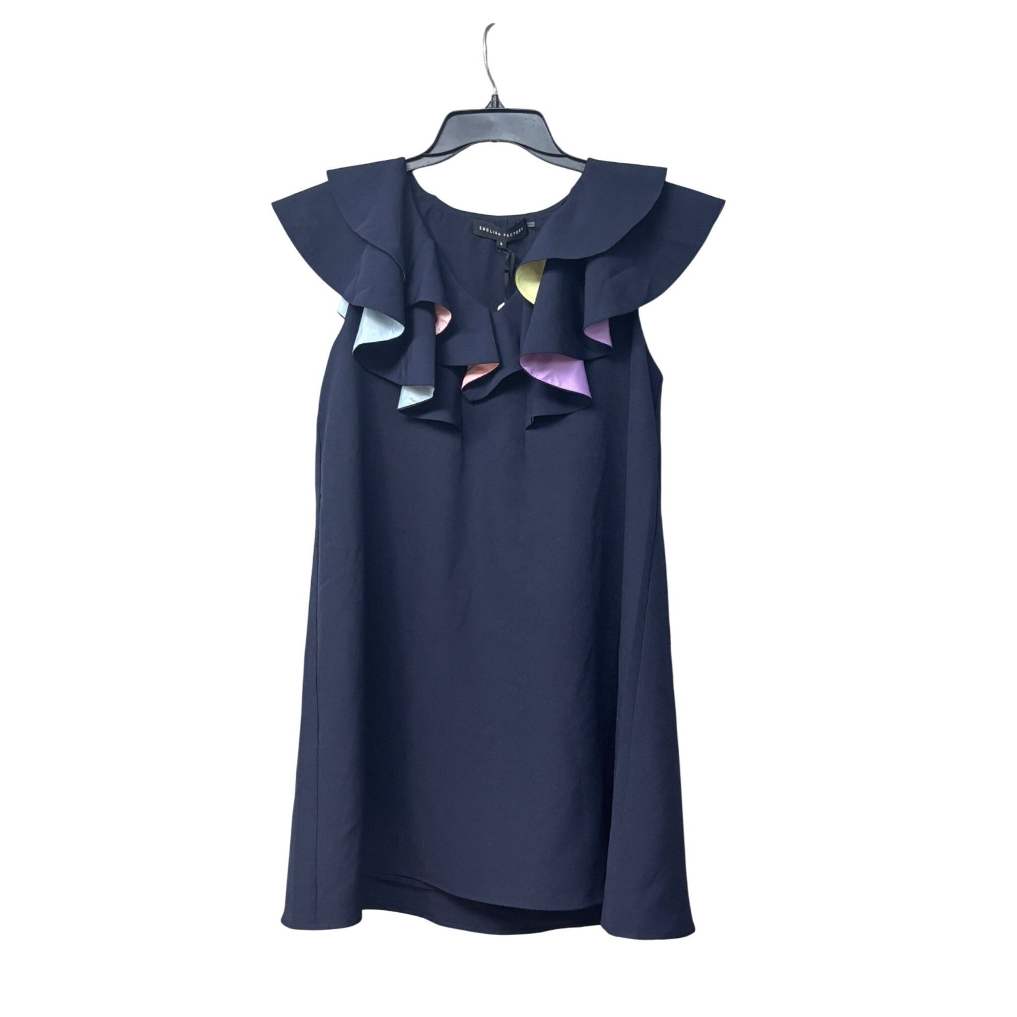 English Factory English Factory Multicolor Lined Ruffle Shift Dress, Navy, S Size S / US 4 / IT 40 - 9 Thumbnail