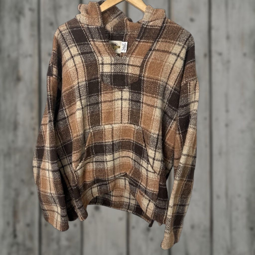 ジャンク　grunge usa VINTAGE Earth Ragz Hoodie Pullover Adult Large Multicolor Plaid