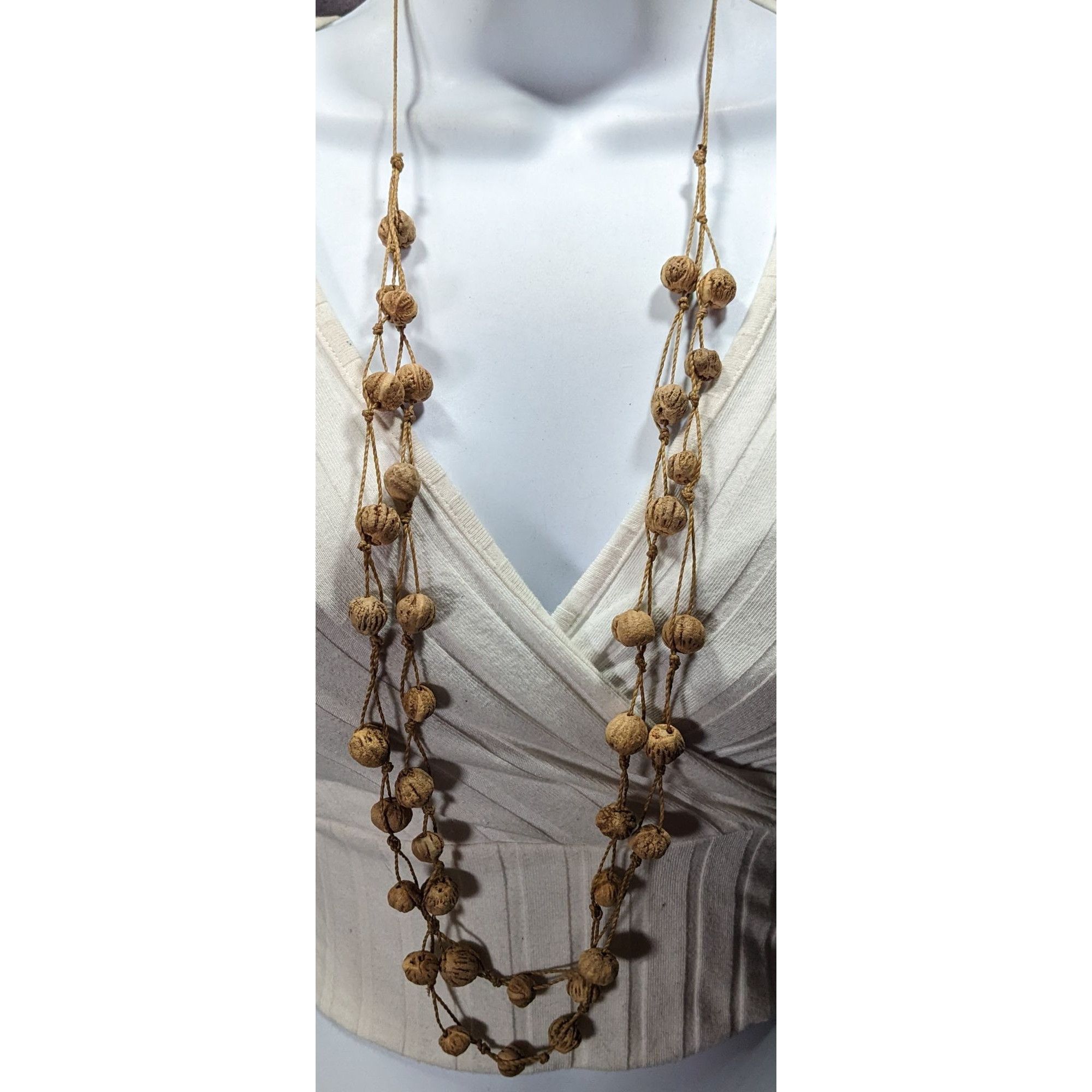 Other Rustic Natural Seed And Twine Tan Beaded Multilayer Necklace Size ONE SIZE - 2 Thumbnail