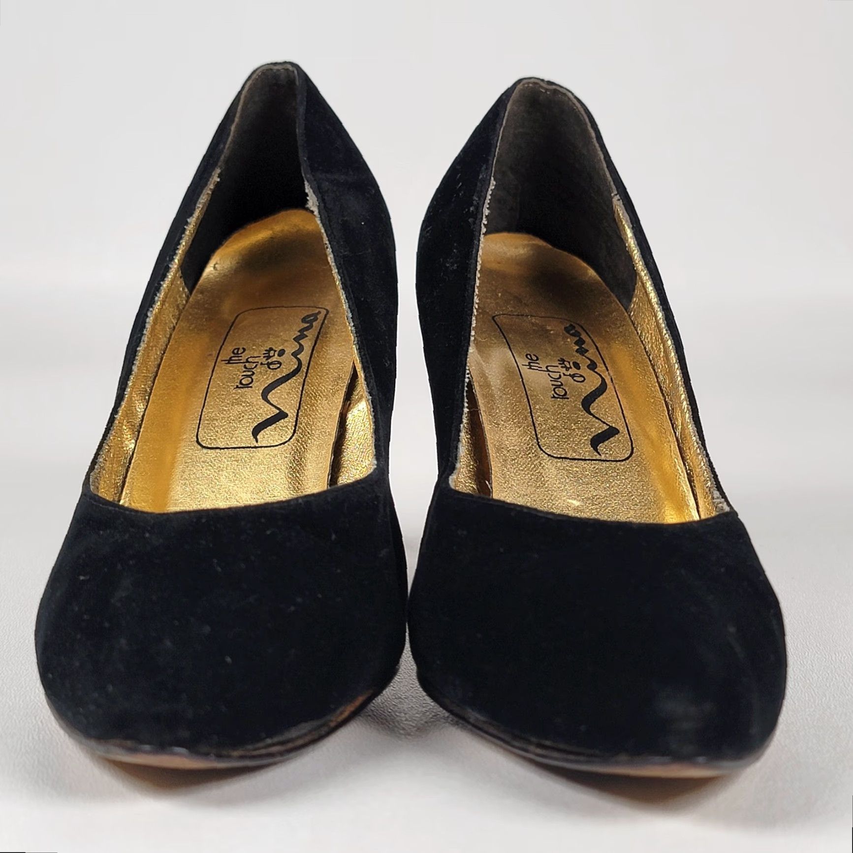 Vintage Nina Kitten Heels Black Velvet Women's Size 7 M Shoes Dressy Vintage Pump Pointed Toe Slip On Leather Modern 90s Wedding Size M / US 6-8 / IT 42-44 - 3 Thumbnail