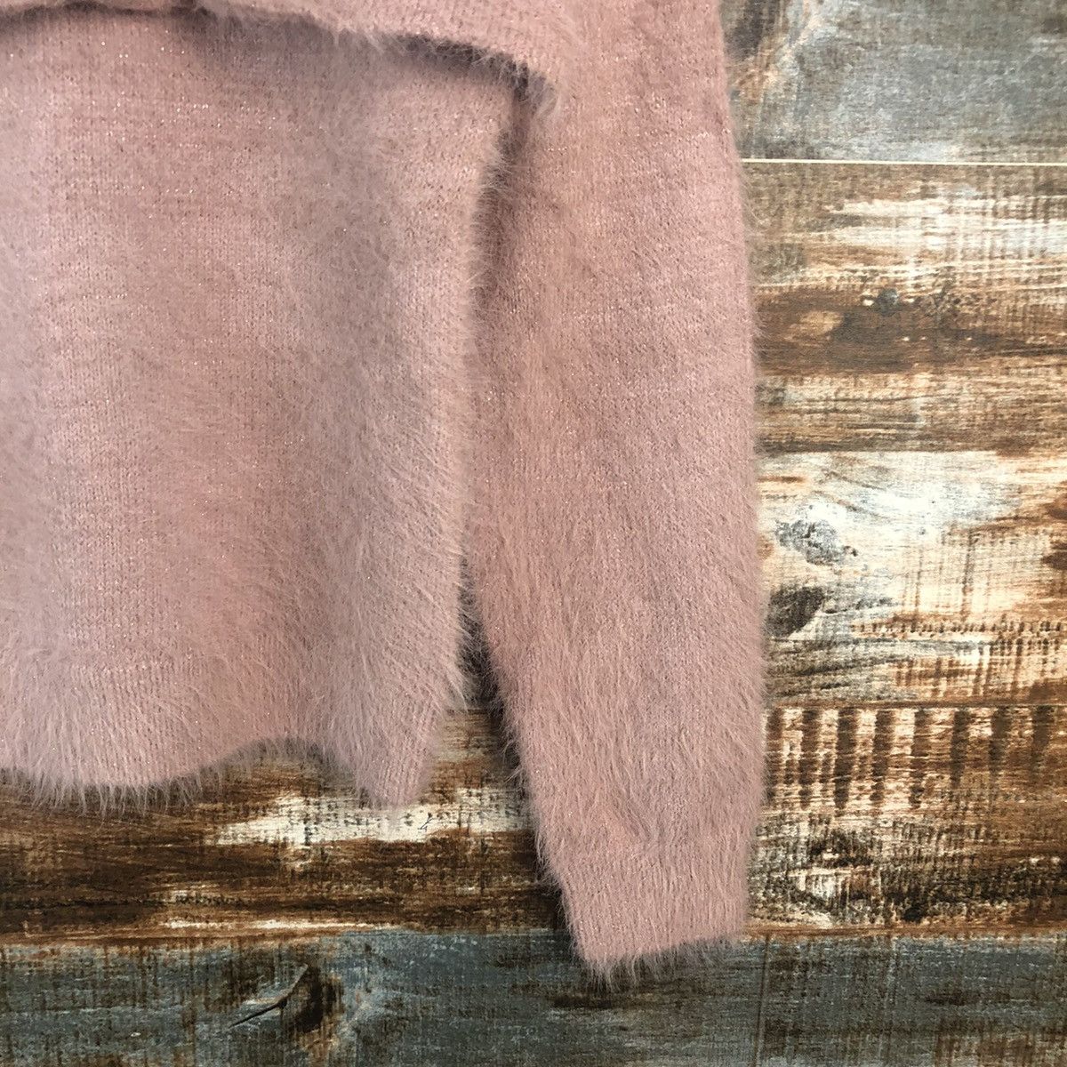 Homespun Knitwear × Japanese Brand DL Beams Heart Pink Mohair fur shaggy Knitwear #C320 Size XS / US 0-2 / IT 36-38 - 8 Thumbnail