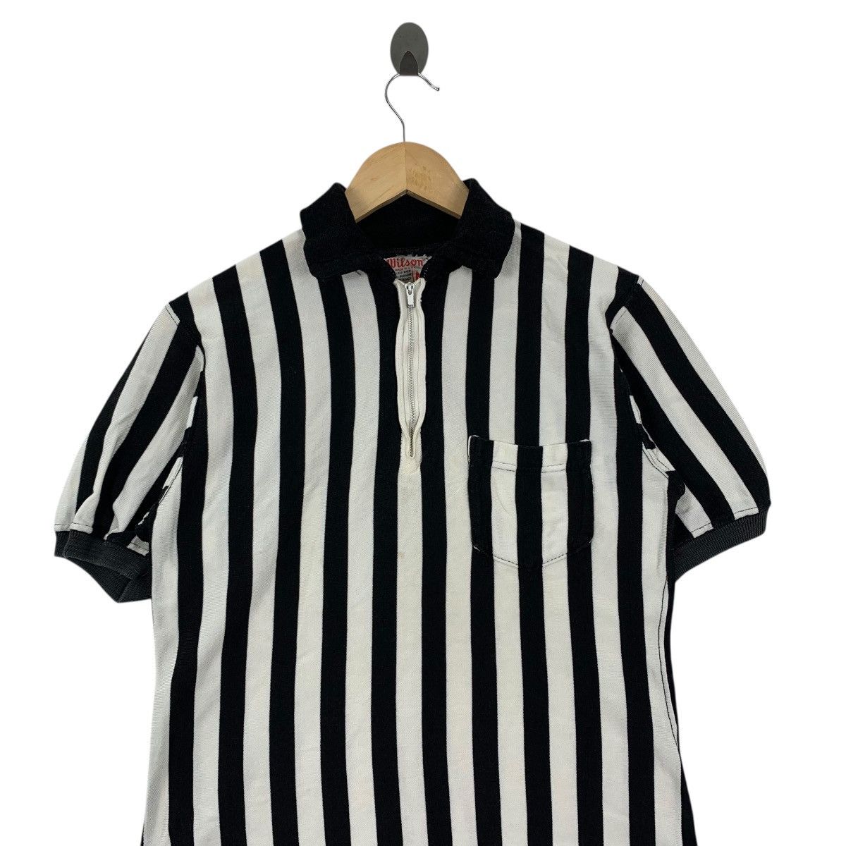 Wilson Vintage 60s WILSON USA Stripes Prisoner Half Zipper Tshirt Size US M / EU 48-50 / 2 - 2 Thumbnail