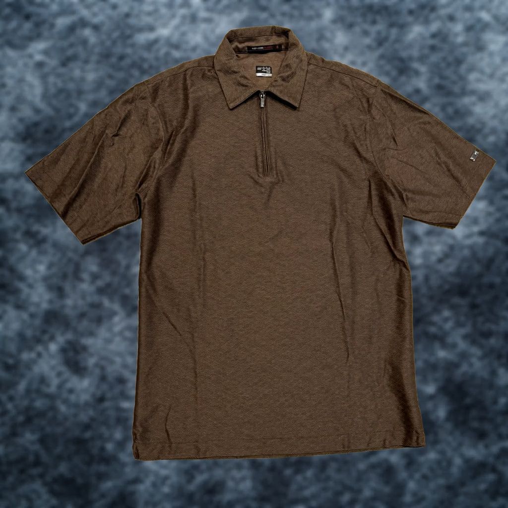 Nike Tiger Woods Nike Golf Polo Shirt Mens S Brown Short Sleeve Zip Up Knit Woven Size US S / EU 44-46 / 1 - 1 Thumbnail