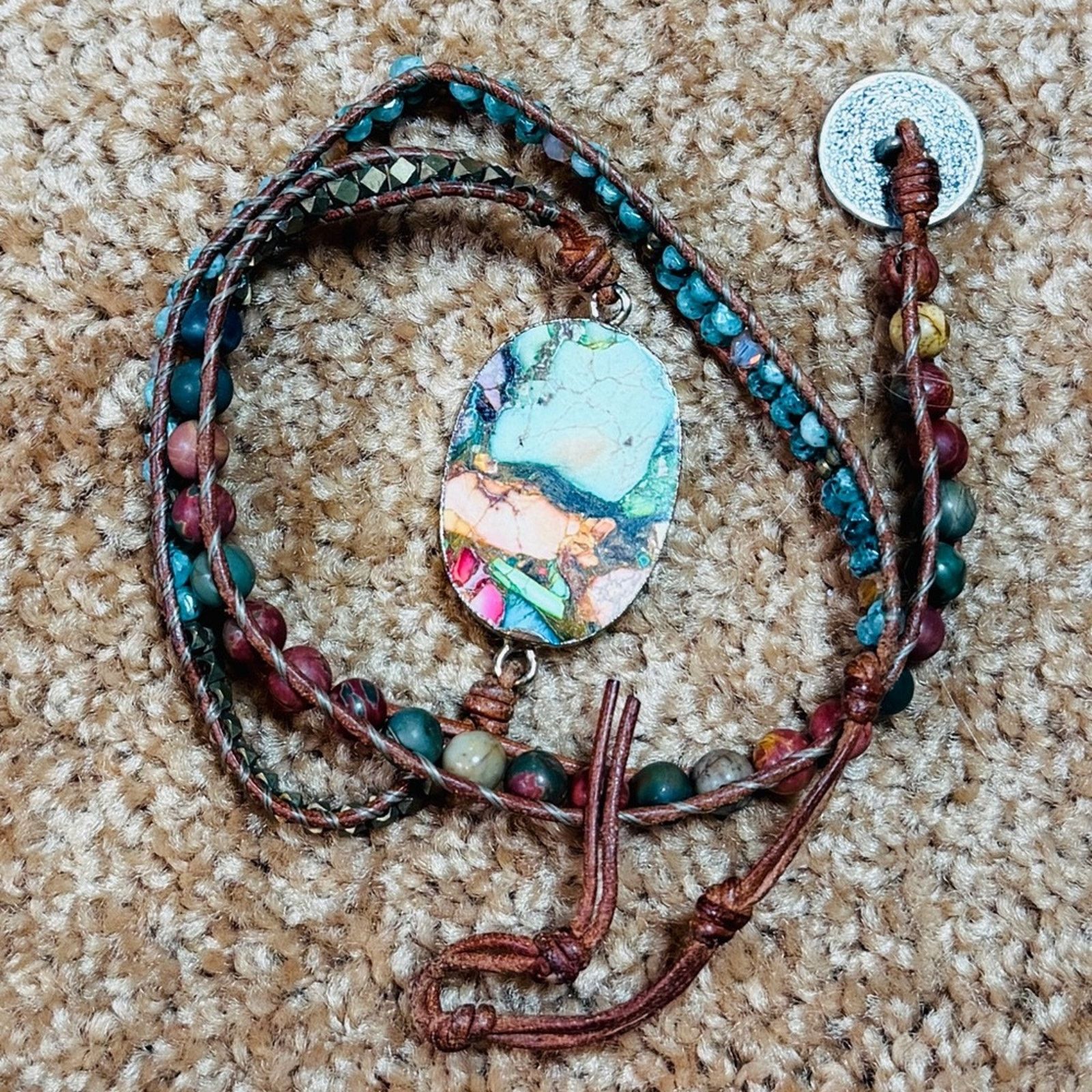 Handmade Multicolor Stone Wrap Bracelet Size ONE SIZE - 1 Thumbnail