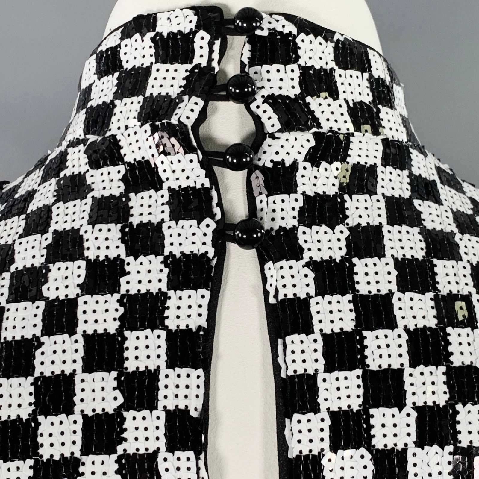 Emporio Armani Black White Polyester Blend Checkered Sleeveless Dress Top Size XS / US 0-2 / IT 36-38 - 5 Thumbnail