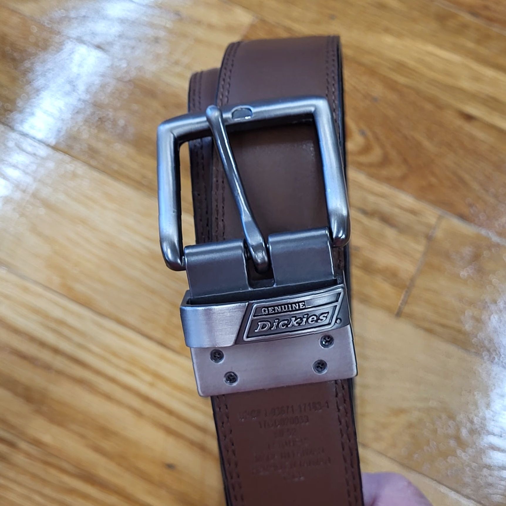 Dickies Dickies Reversible Leather Belt Men 50/52 Brown Black Brushed Nickel Buckle Dress Belt Size ONE SIZE - 2 Thumbnail