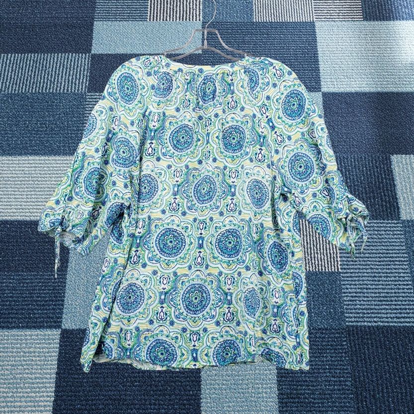 Vintage Cappagallo Blouse Womens Medium M Blue Paisely V Neck Short Sleeve Top Size M / US 6-8 / IT 42-44 - 1 Thumbnail
