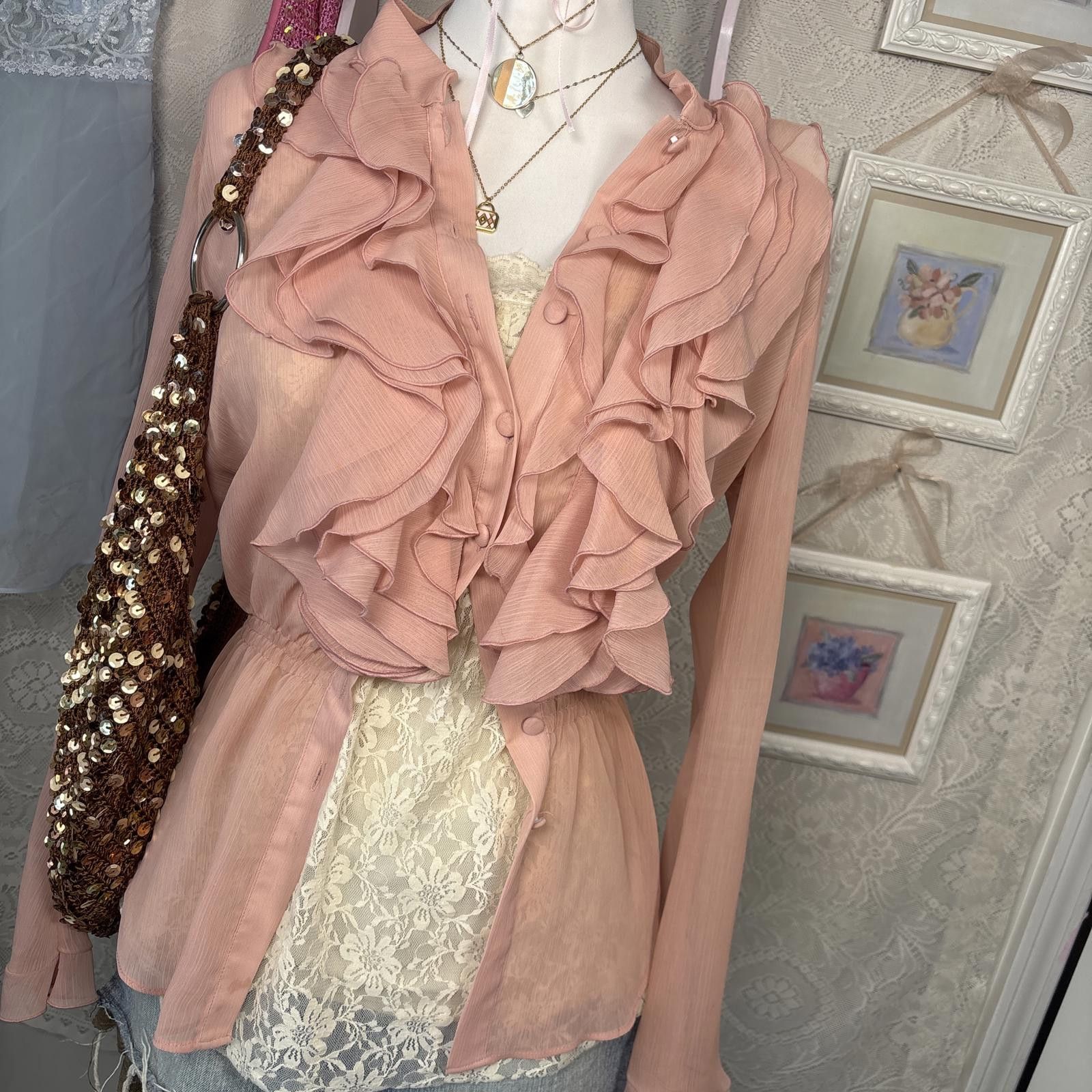Other y2k coquette ruffle button up blouse Size S / US 4 / IT 40 - 4 Thumbnail