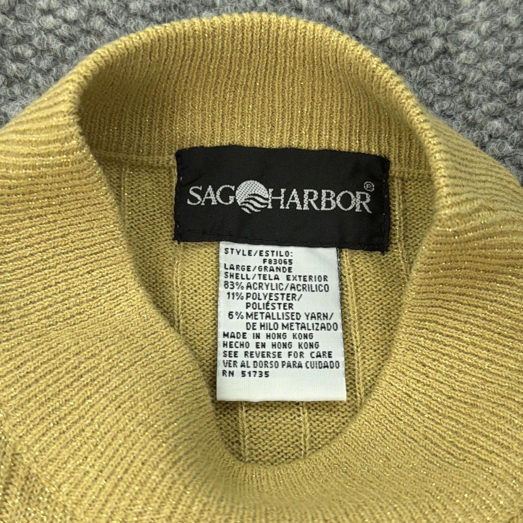 Vintage VINTAGE Sag Harbor Sweater Womens L Gold Mock Neck Short Sleeve Pullover Knit Solid Size L / US 10 / IT 46 - 6 Thumbnail