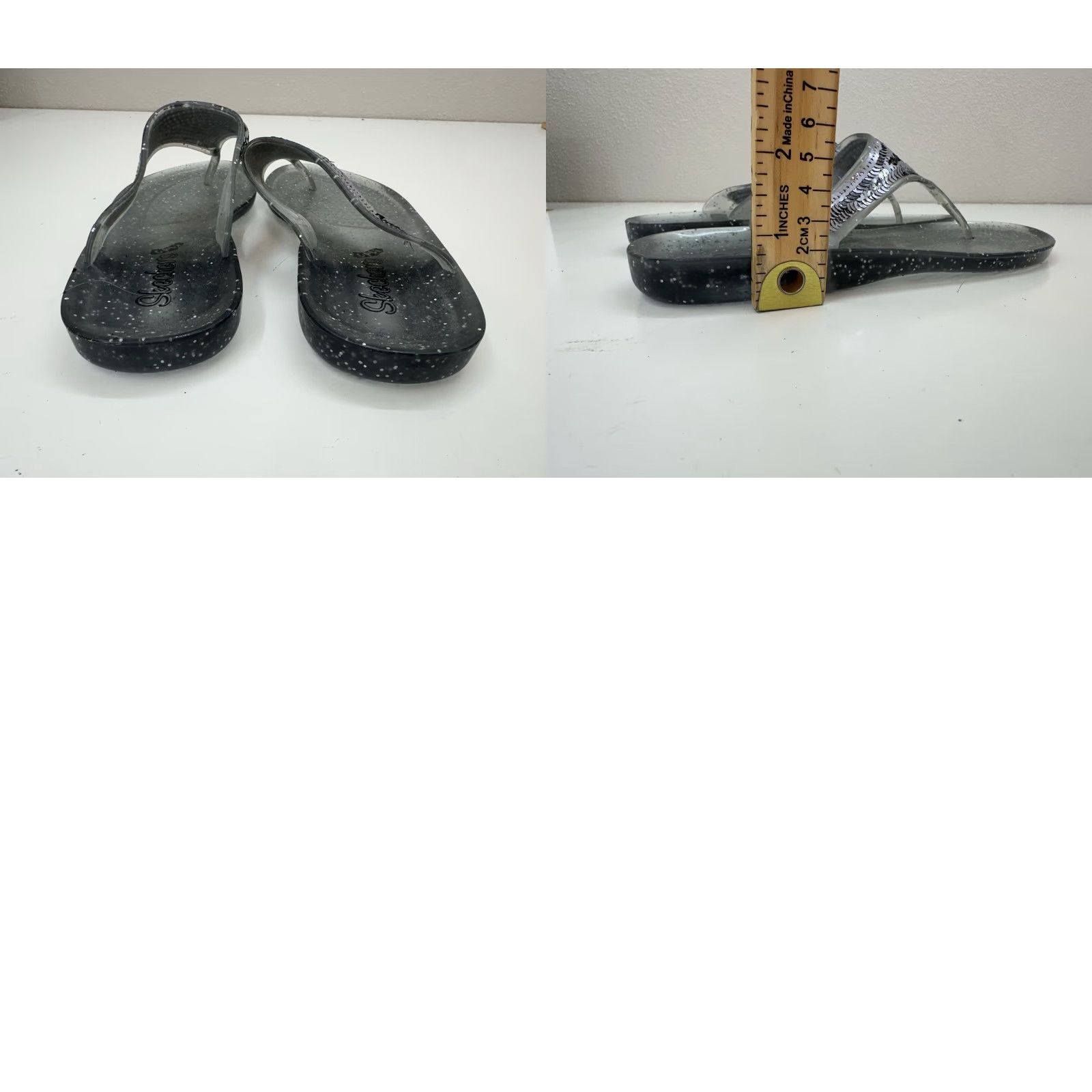 SKECHERS Skechers Cali Womens Sandals Size 6 Gray Jelly FlipFlops Sparkel Thong Slip On Flat Sandal Casual Womens 80s 90s Outdoor Size US 6 / IT 36 - 8 Thumbnail