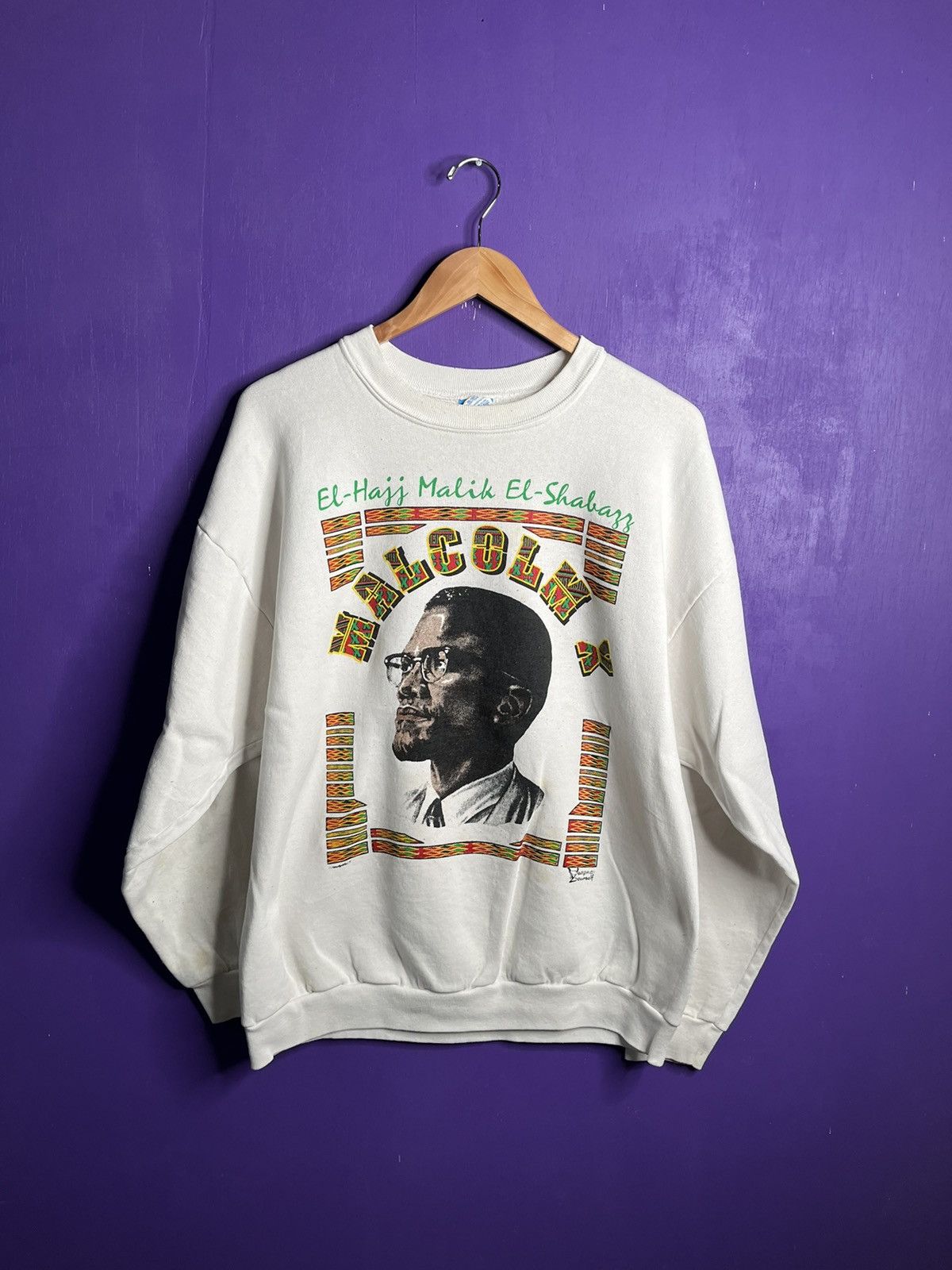 Vintage Vintage 90s Malcom X face sweatshirt Size US L / EU 52-54 / 3 - 1 Thumbnail