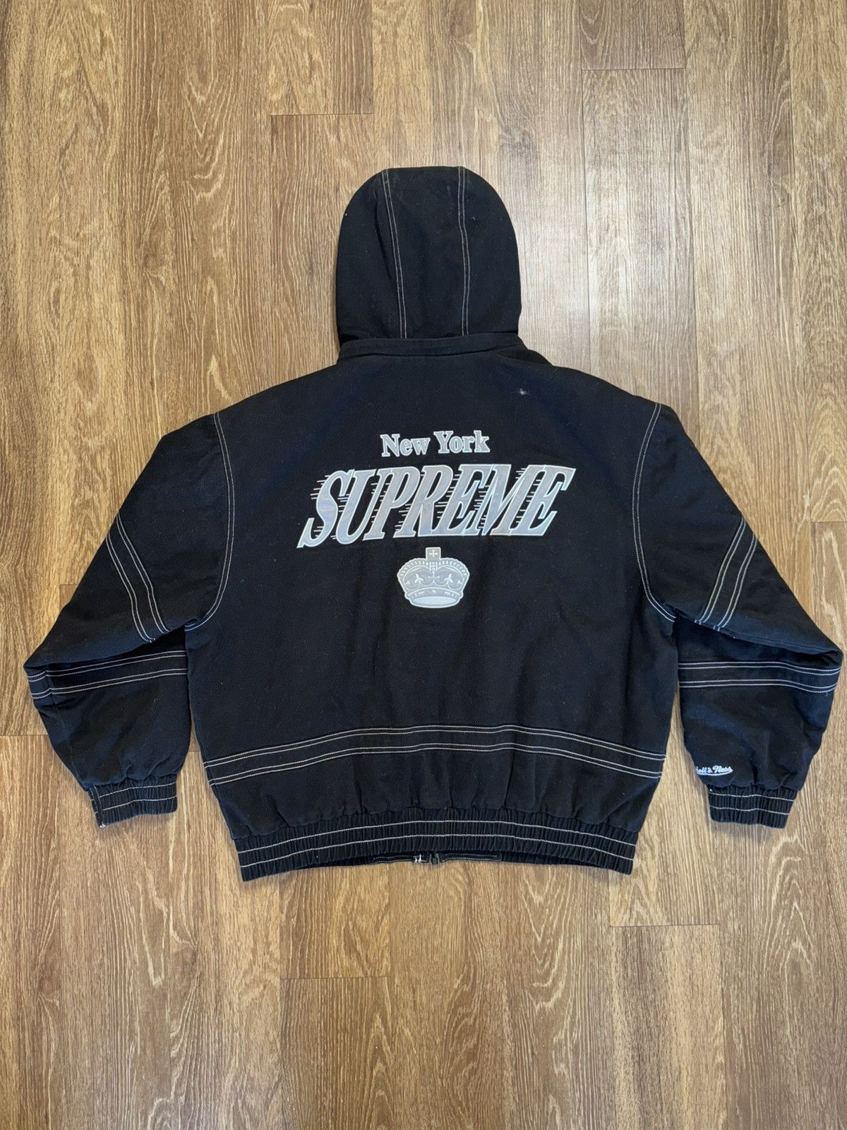 Supreme Supreme x Mitchell & Ness Twill Stadium Jacket 'Black' Size US XL / EU 56 / 4 - 2 Thumbnail