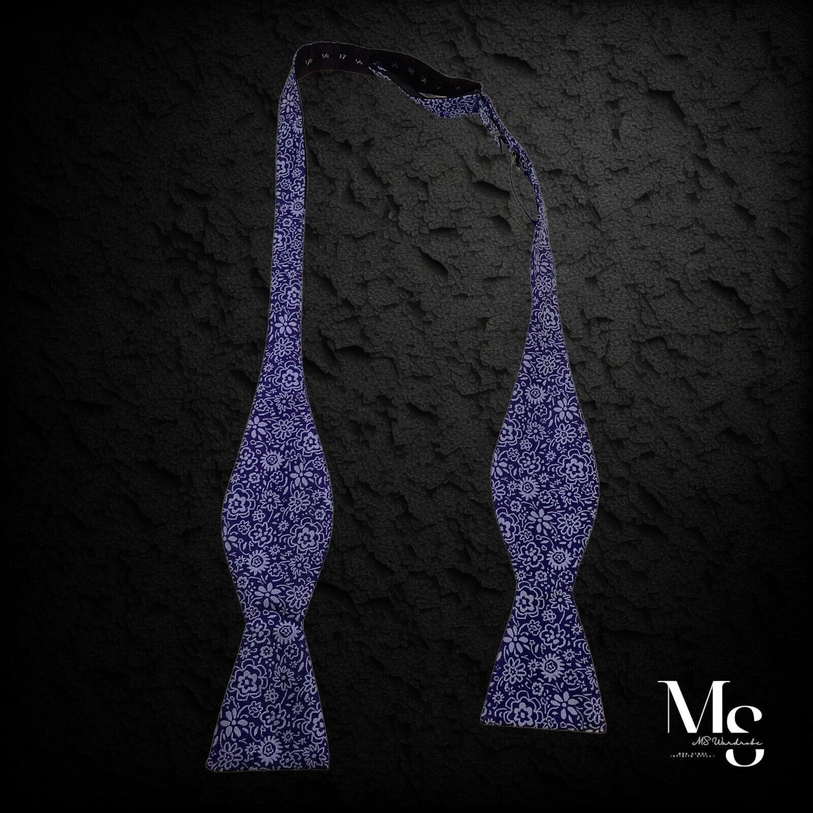 Stafford STAFFORD Blue Floral Adjustable Self Bow Tie Hand Made Polye Size ONE SIZE - 1 Thumbnail