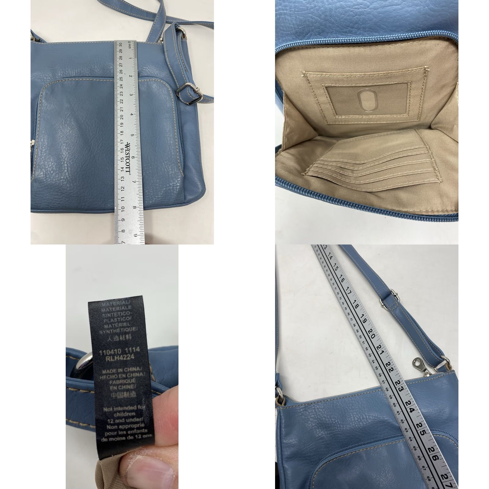 Fossil VINTAGE Relic Y2K Crossbody Handbag Blue Faux Leather Zip Compartments Women Small Crossbody Adjustable Strap"}} Size ONE SIZE - 8 Thumbnail