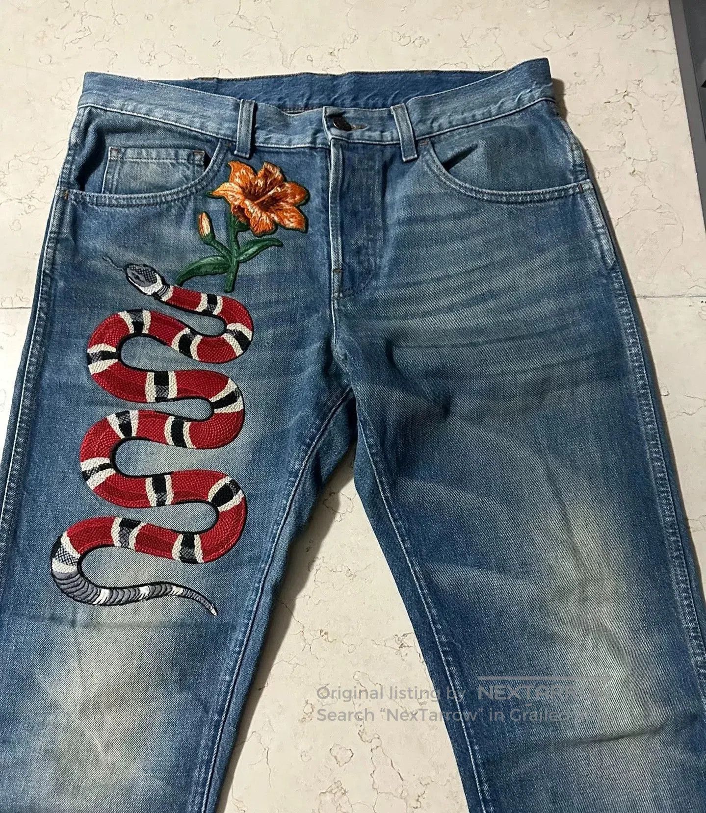 Gucci gucci coral snake washed denim pants size 34. Size US 34 / EU 50 - 2 Thumbnail