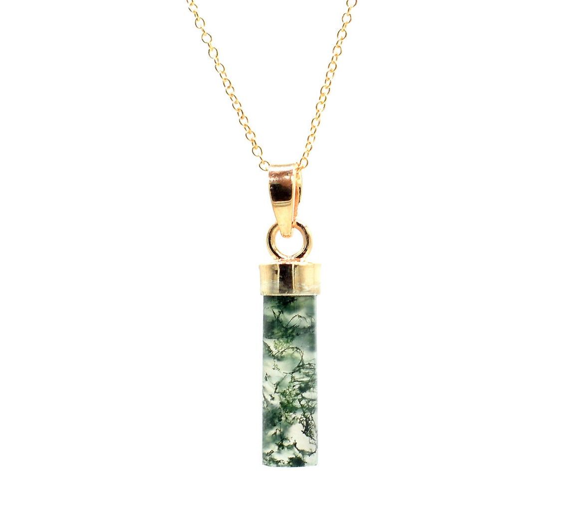 Handmade Natural Moss Agate Pendant: 925 K Silver Necklace, 18 Inch Size ONE SIZE - 5 Thumbnail