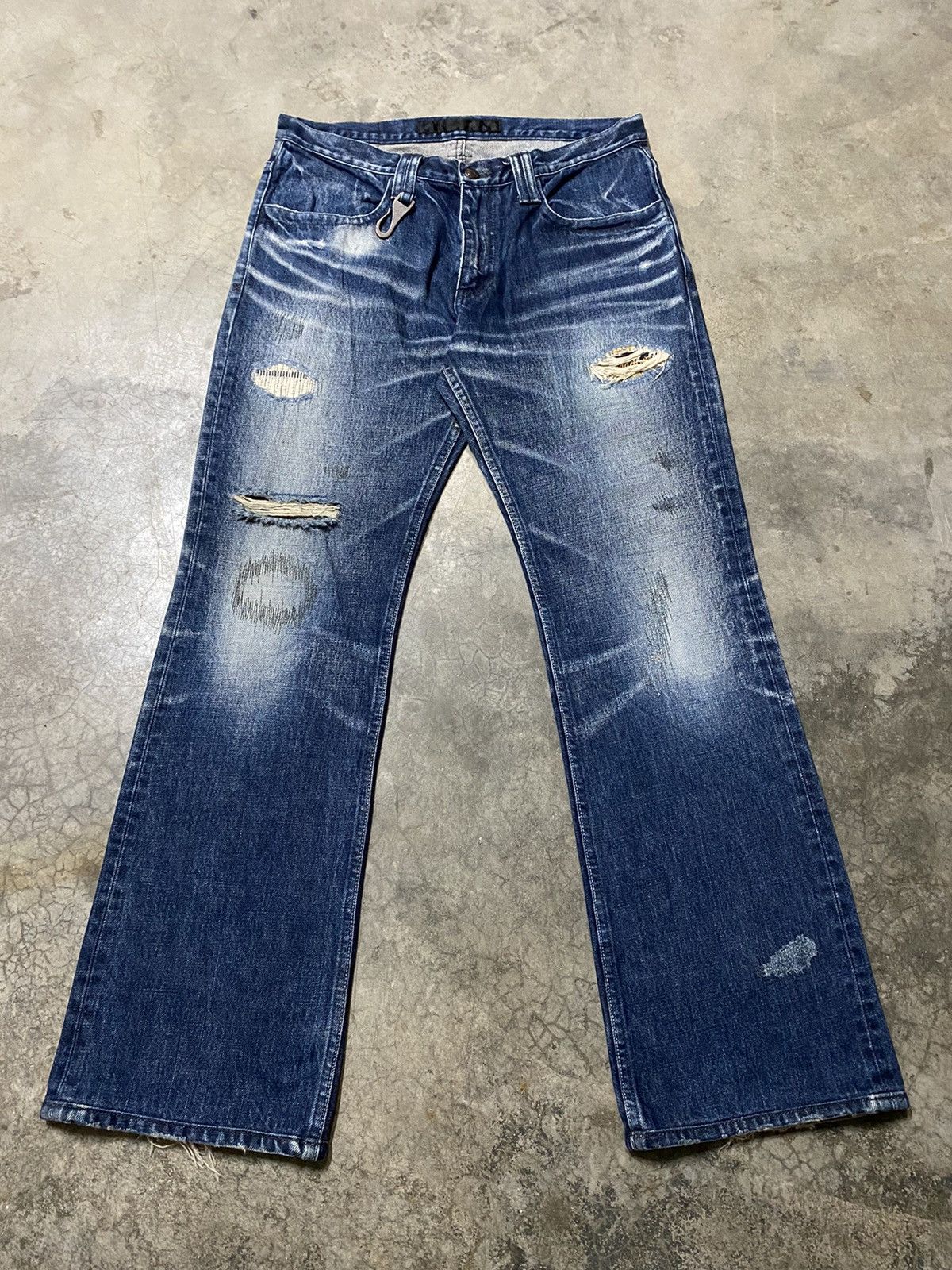 Le Grande Bleu (L.G.B.) × Roar × roarguns Flare Jeans Japanese Roargun Distressed Size US 32 / EU 48 - 9 Thumbnail