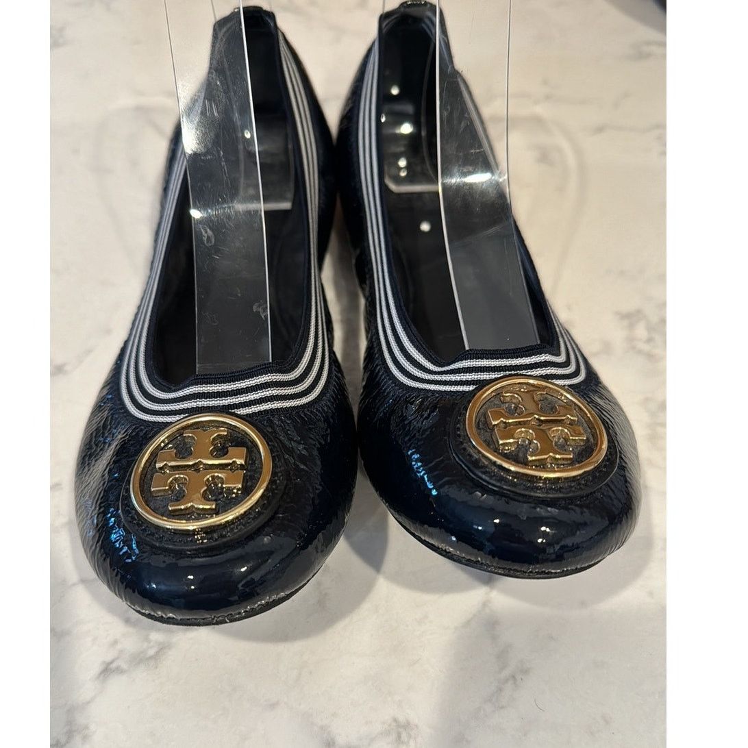 Tory Burch Tory Burch Navy Blue Patent Leather Croline Ballet Flats Size US 6.5 / IT 36.5 - 3 Thumbnail