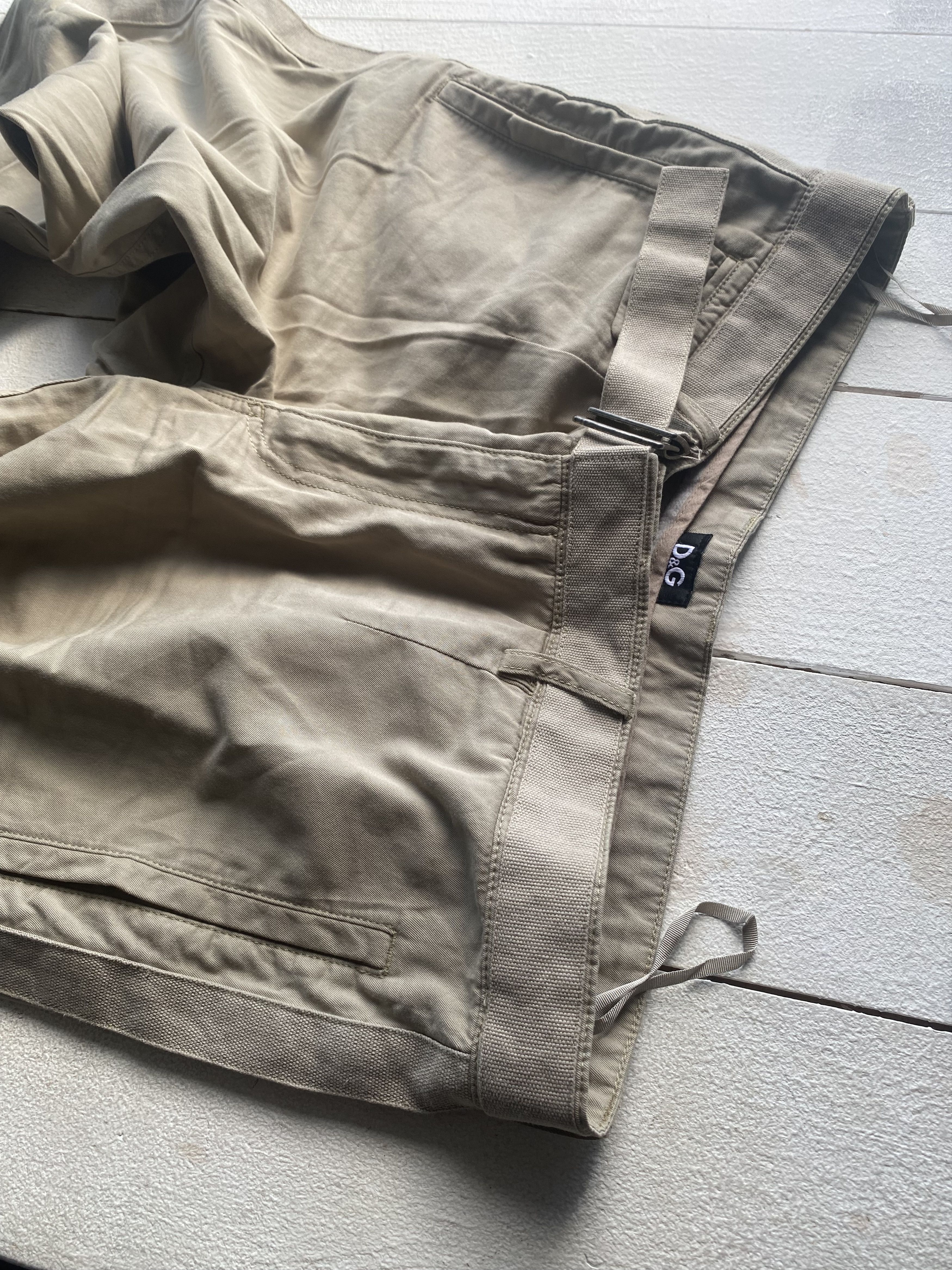 Dolce & Gabbana × Vintage 90s Dolce Gabbana Beige Striped Belted Designer Pants 34 Size US 34 / EU 50 - 6 Thumbnail