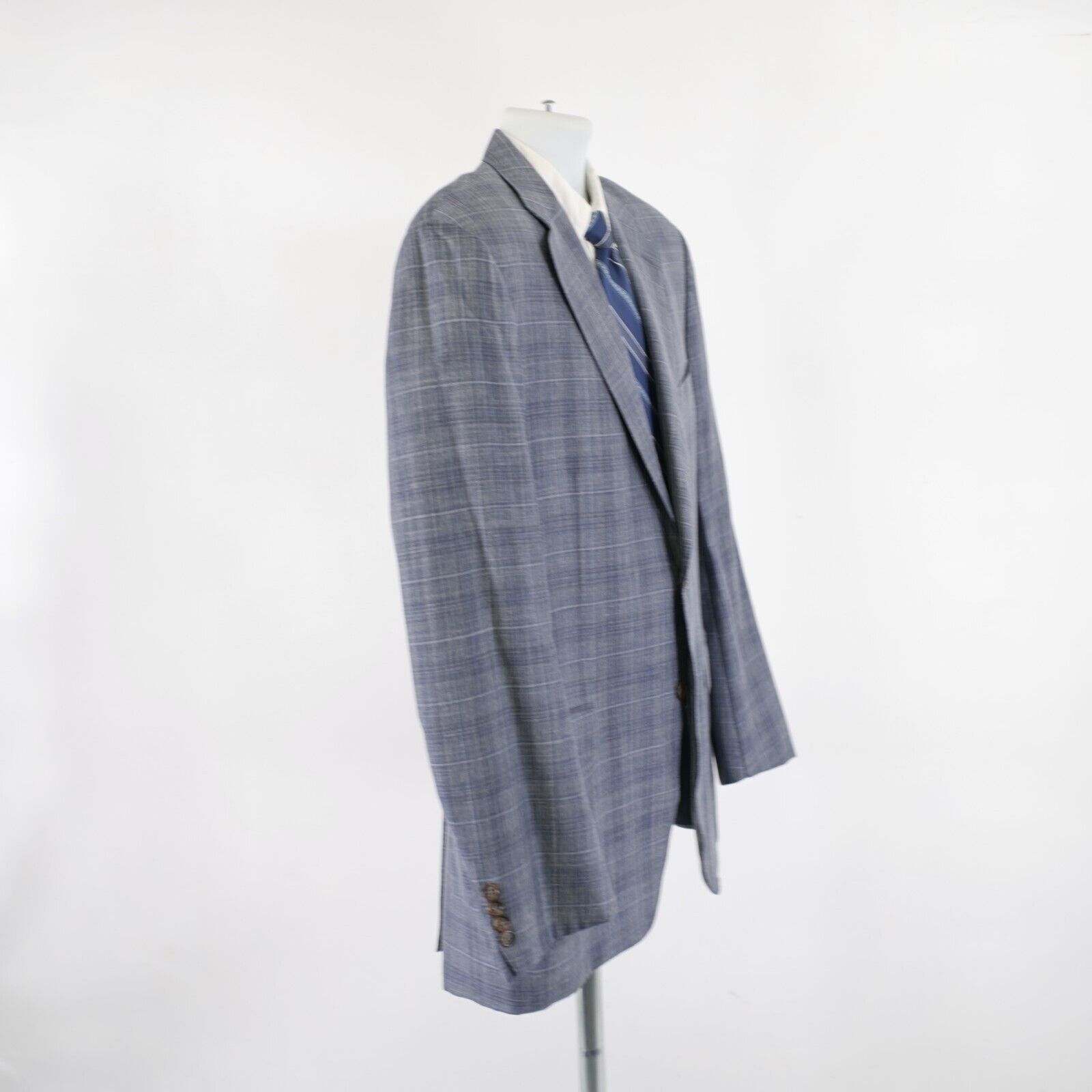 Canali Canali 1934 Wool Blue Gray Plaid 2 Button Italy Blazer 42L Size 42L - 7 Thumbnail