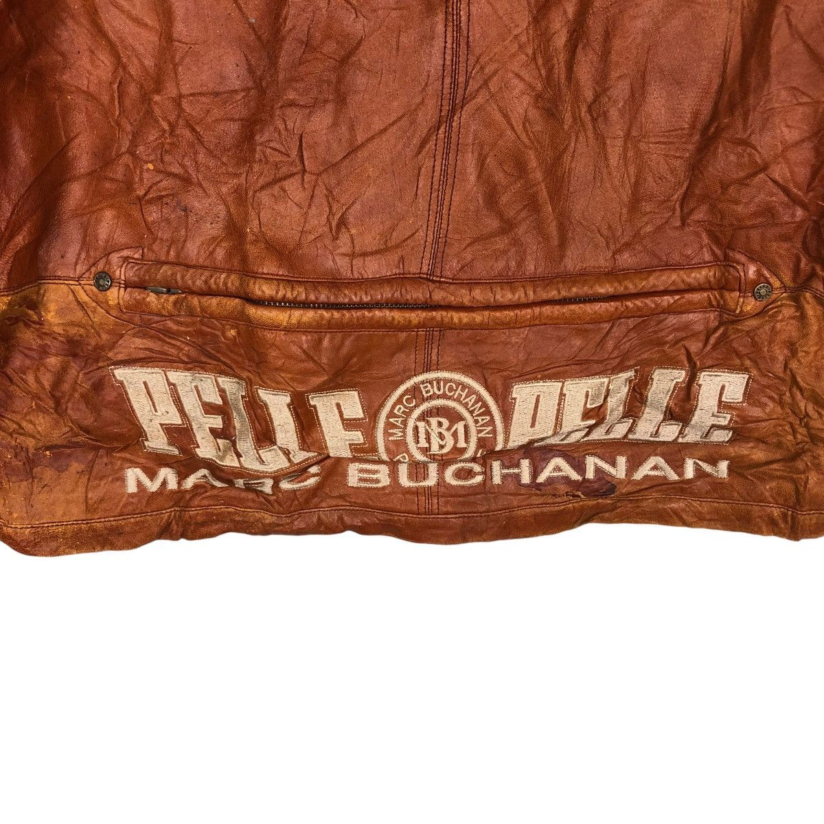 Marc Buchanan 🔥VINTAGE BOMBER LEATHER JACKET MARC BUCHANAN SPELL OUT Size US M / EU 48-50 / 2 - 13 Thumbnail