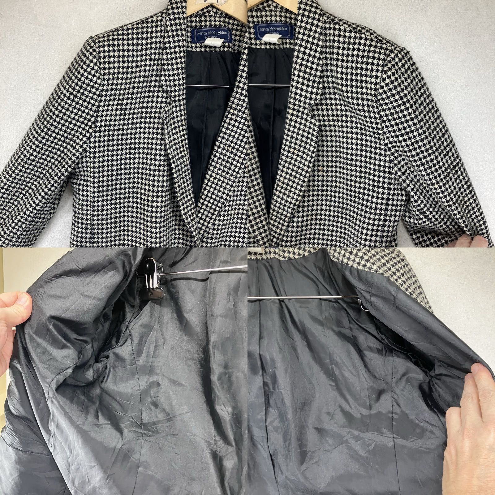 Vintage VINTAGE Norton McNaughton Blazer Wool Houndstooth Women’s Faux Dickey Jacket Size 6 Black Long Sleeve Pockets Dry Clean Only Regular Jacket (65 chars) Size M / US 6-8 / IT 42-44 - 8 Thumbnail