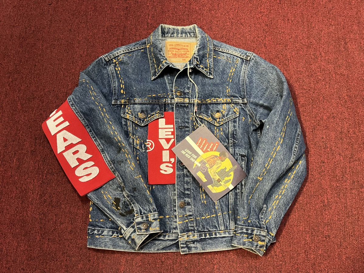 image of Cactus Plant Flea Market X Levi’S Denim Jacket in Dark Blue Wash, Men's (Size Small)