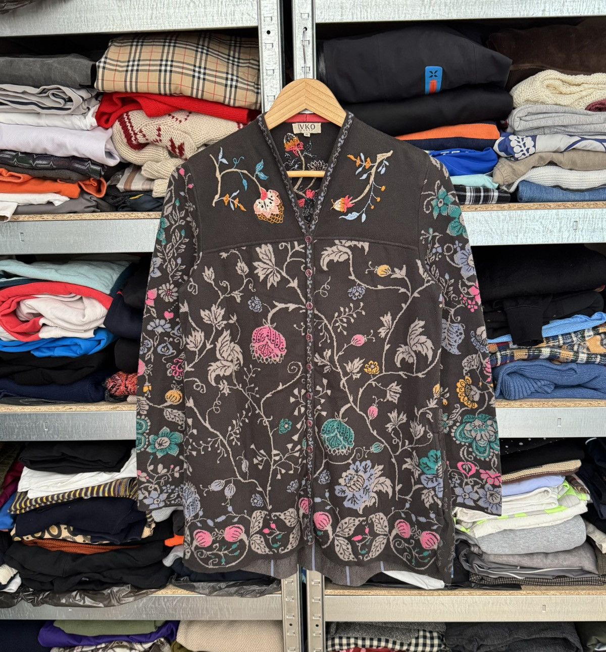 Dale Of Norway Ivko 40 all printed flowers 🌺 Cardigan sweater knit button Size S / US 4 / IT 40 - 15 Thumbnail